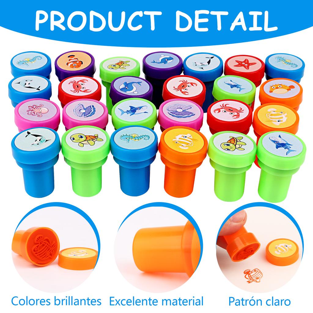 36 ks Zvířecích razítek pro děti Mořská zvířata Oceánský život Razítka Dárky na tématickou párty v oceánu Odměny do třídy Samobarvící razítka