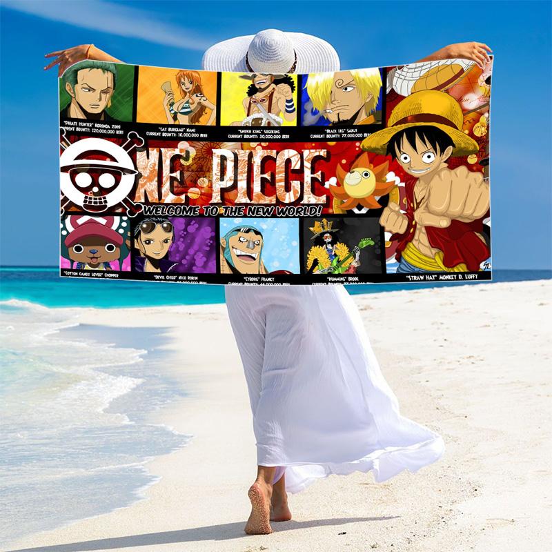 Japanese Anime Pirate Print Beach Towel, Large Soft Quick Dry Towel for Beach Camping Swimming