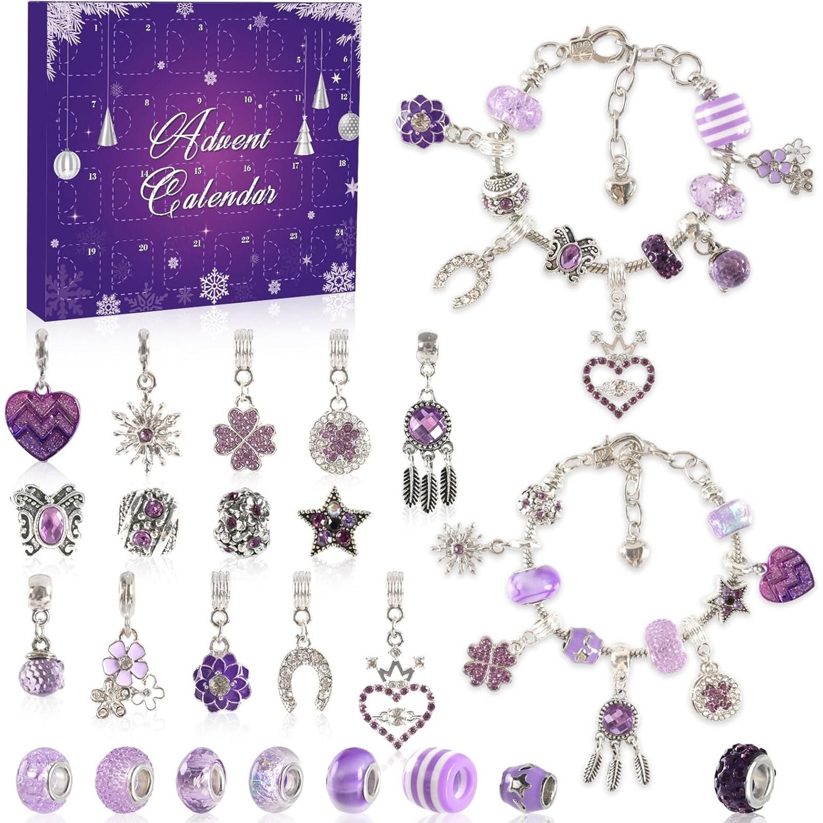 

Рождественский Адвент-календарь 2025, Набор для изготовления браслета с шармами, Шармы, Календарь обратного отсчета Набор для изготовления украшений своими руками Для взрослых Женщин Подростков Девочек Детей One Size фиолетовый
