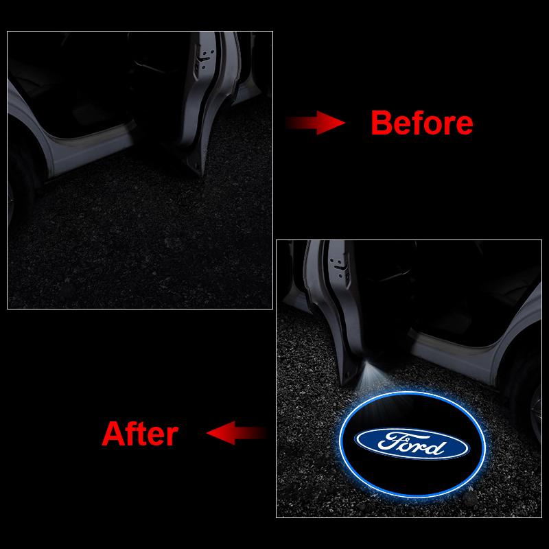 1/2Pcs Car Door Projector Lamps LED Welcome Light Emblem For Ford Focus Mondeo MK1 MK2 MK4 MK3 Fiesta ST Line Kugo Transit Escape Fusion Explorer