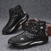 Fashion Ankle Boots Black Leather Men's Sports Shoes Autumn Winter Comfortable High-top Casual Fashion Platform Boots Man Round Head
