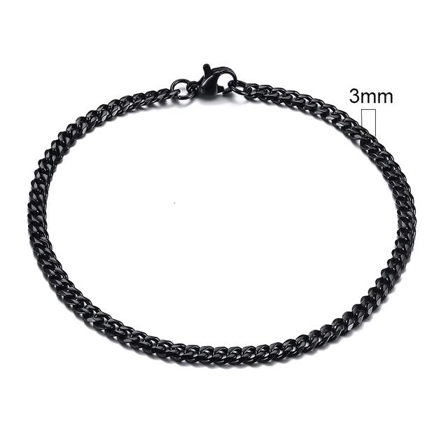 Vnox Mens Simple 3 -11mm Stainless Steel Curb Cuban Link Chain Bracelets For Women Unisex Wrist Jewelry Gifts