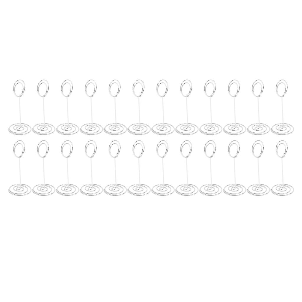 24PCS Table Number Holder 85mm Height Stainless Steel Multifunctional Wire Picture Holder Silver