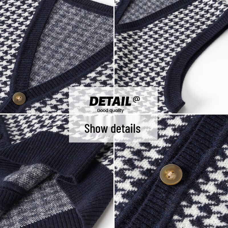 Hengyuanxiang Men's 100% Pure Wool V-Neck Cardigan Vest