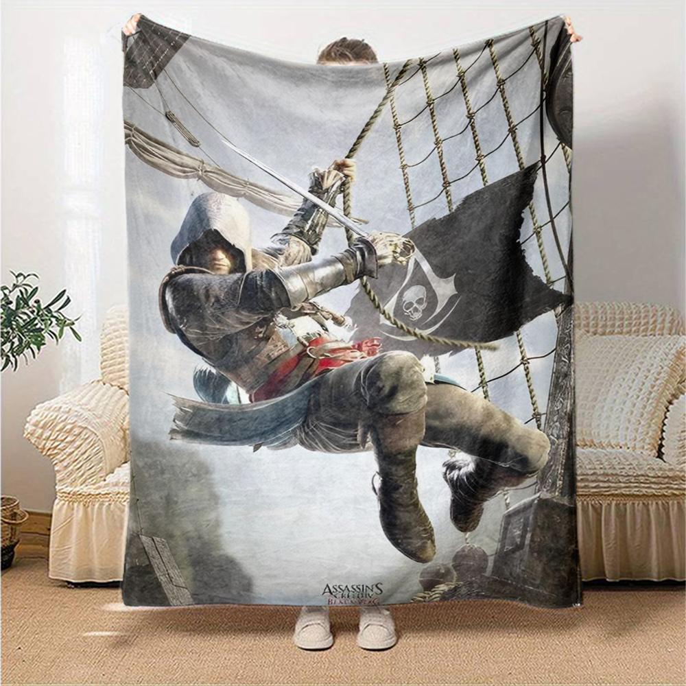 Koc z nadrukiem z motywem Assassin's Creed - Idealny na kanapę, łóżko, podróże i do użytku na zewnątrz | Można prać w pralce, przytulny i trwały.