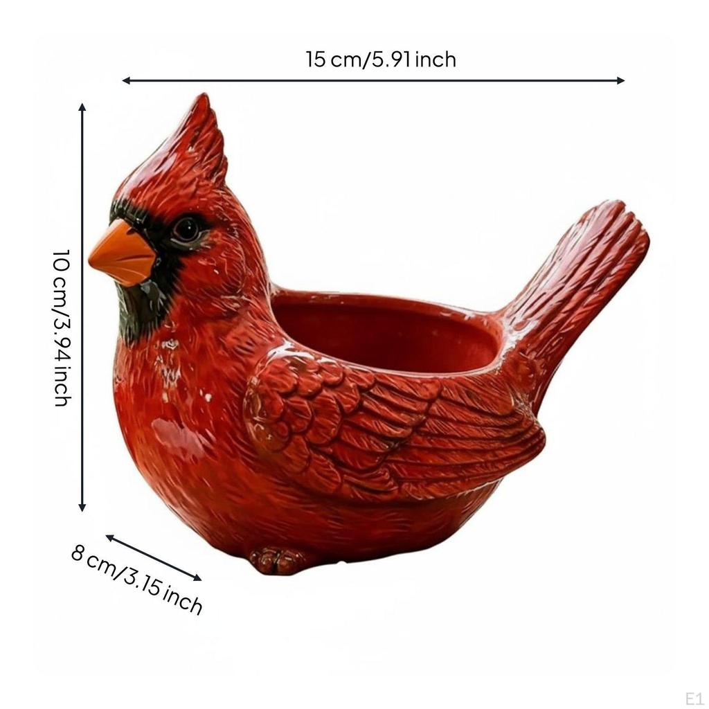 Resin Avian Planter Decorative Bird Shaped Indoor Outdoor Use Red Flower Pot for