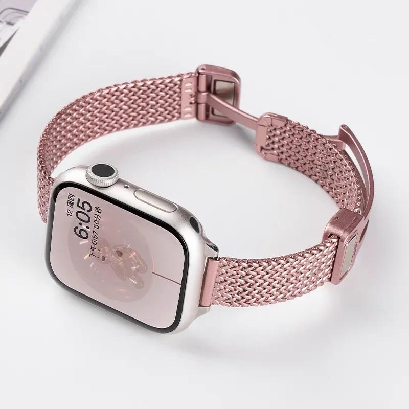 Magnetic Loop Band For Apple Watch Ultra3/2 49mm 41 45mm Slim Women Stainless Steel Strap For iwatch SE3 11 10 9 8 40/44/38/42mm