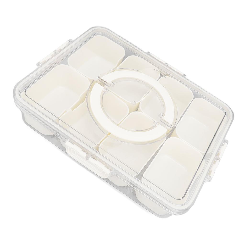 Divided Serving Box with Transparent Lid Removable Handle Snap Lock Portable Snack Platter for