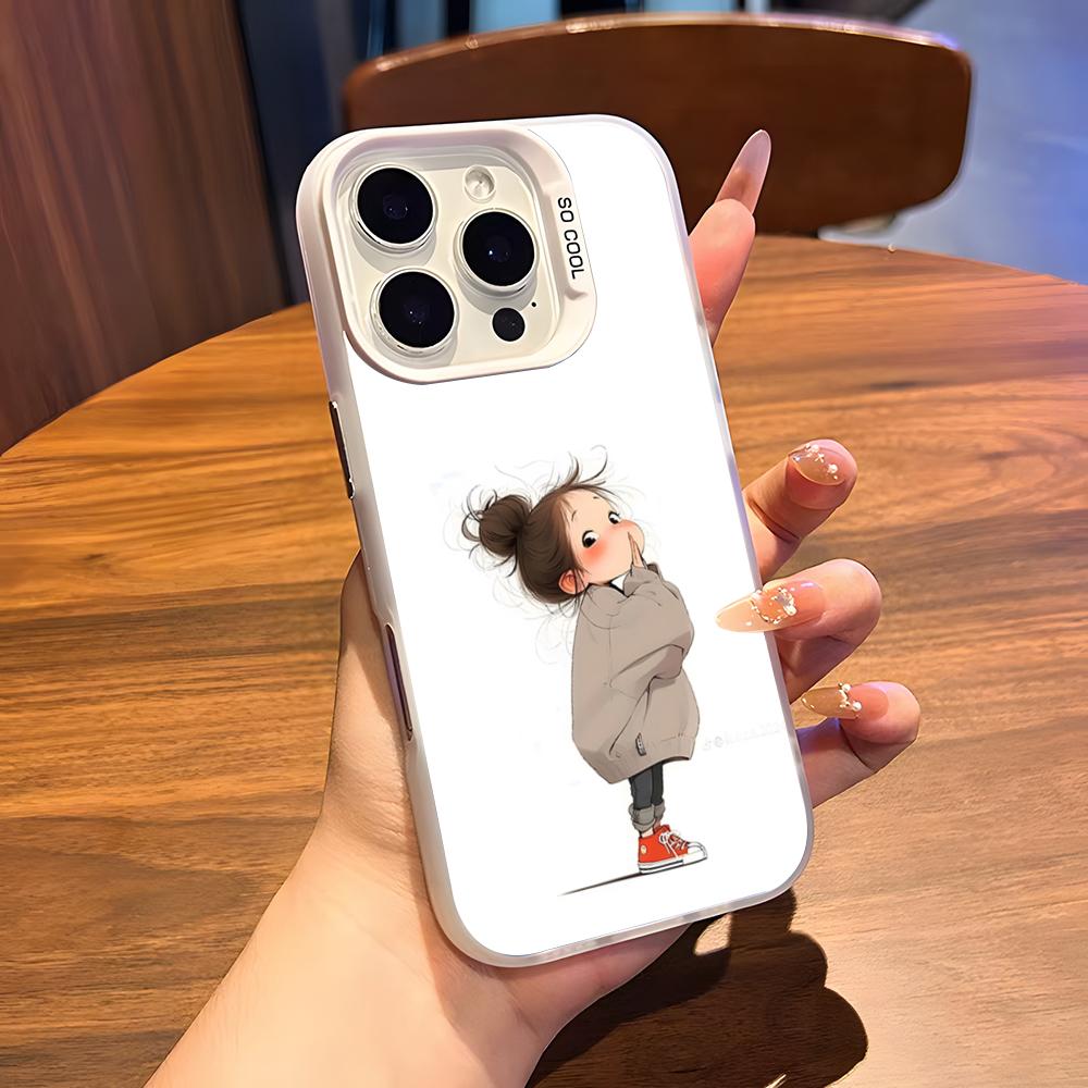 Cute Angry Little Girl Phone Case For IPhone 17 Air 16 15 14 Plus 13 12 11 Pro 7 8 XS Max XR Silver White Bumper Case