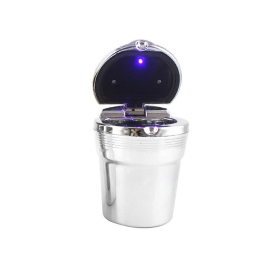 Car Ashtray Convenient LED Night Light with Lid High Strength Metal Ash Storage Holder for Vehicle