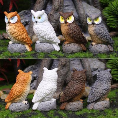 1/4Pcs Owl Statue Lifelike Indoor Outdoor Art Craft Ornament Courtyard Park Farm Owl Sculpture Resin Garden Decoration