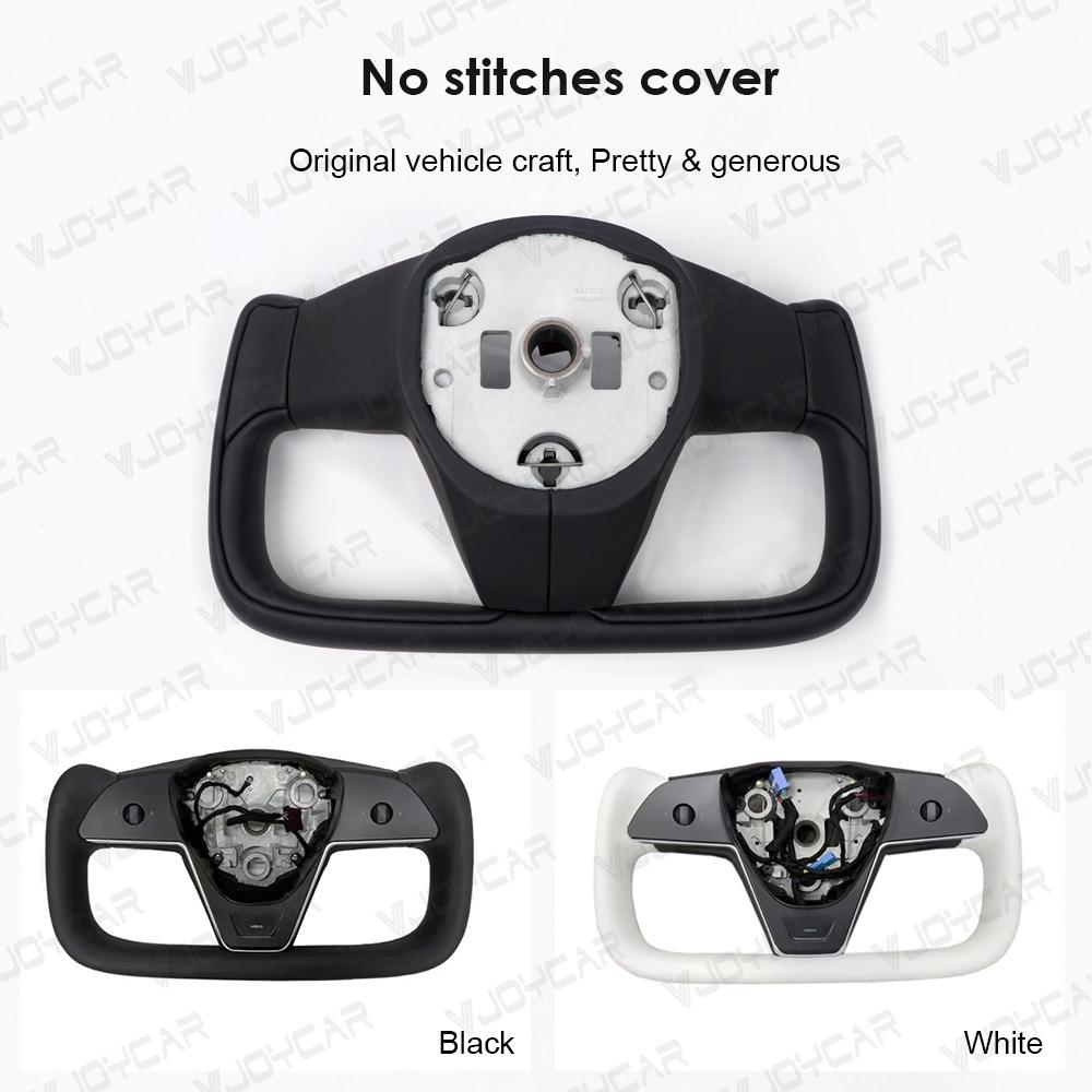 Tesla Yoke Steering Wheel 2.0 Leather Stitch Color Block Cover for Model 3 & Model Y