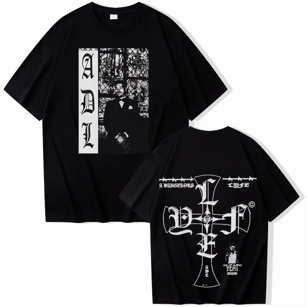 Yeat A DANGEROUS LYFE CROSS Tshirt Unisex WoUnisex Harajuku Short Sleeve Oneck Casual Shirt 2026