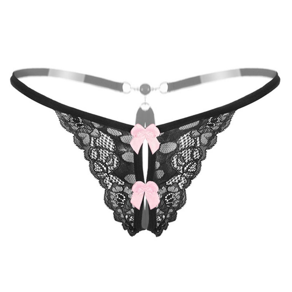 [Free Shipping] Sexy Thong, Hot Lace Embroidered Transparent Seduction Underwear, Women's Low Waist Hollowed Out T-back