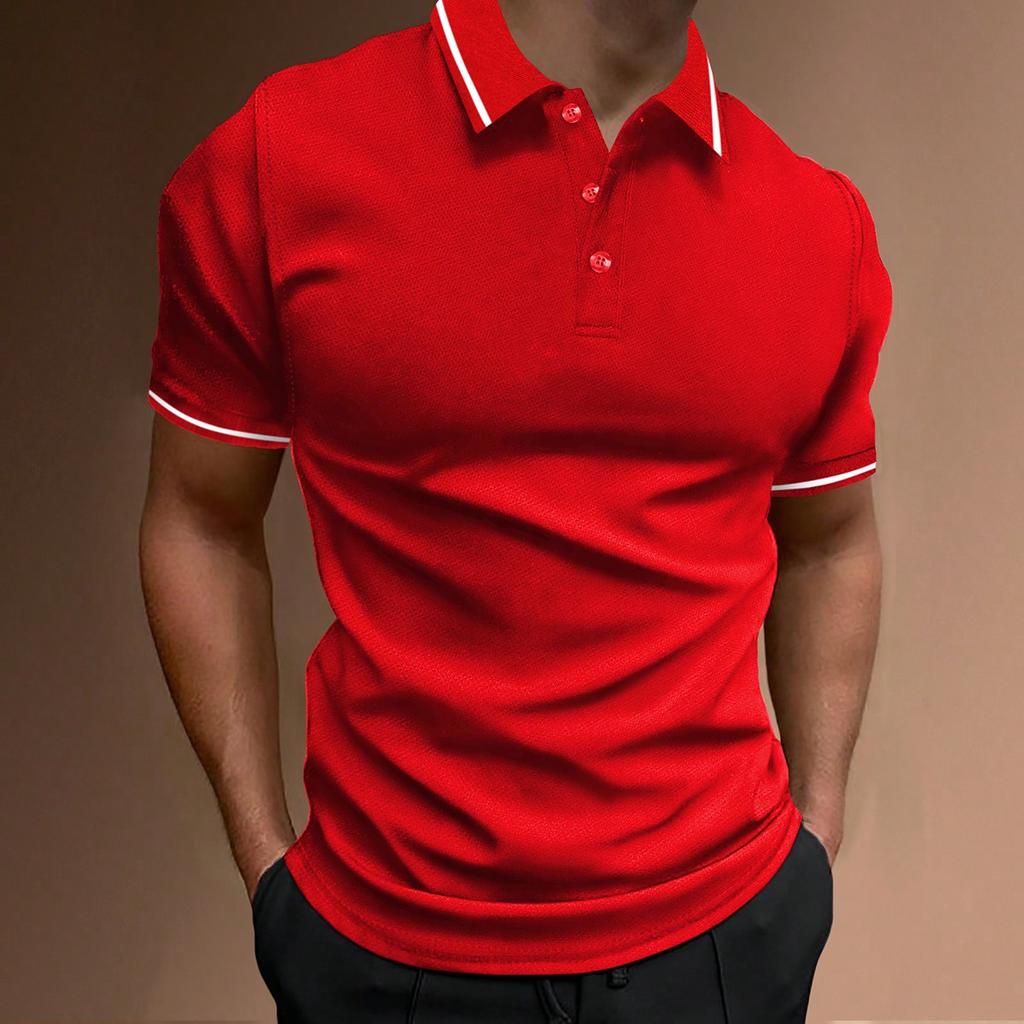 2024 New Cross-border Ribbed Collar Men's Casual Sports Lapel Fashion Short-Sleeved POLO Shirt T-Shirt