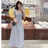 Lace Lace Collar Bow Dress Summer New Waist Thin Medium and Long Dress Women's Trend