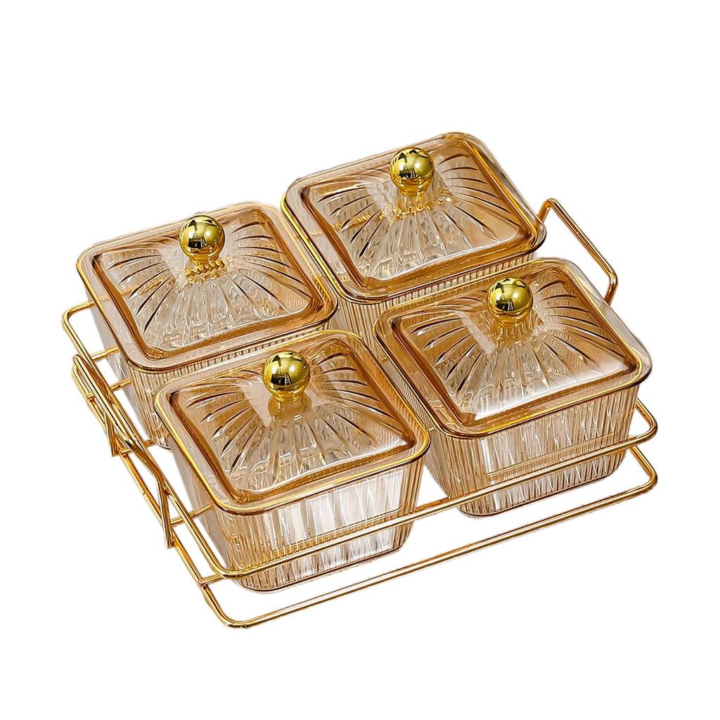 Creative Divided Serving Platter with Lid Appetizer Serving Tray Snack Dishes Food Storage Box Nuts Tray for Nuts Fruits