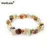 Natural Gemstone Chip Bracelet Amethyst Irregular Stone Beaded Stretch Bangle for Women