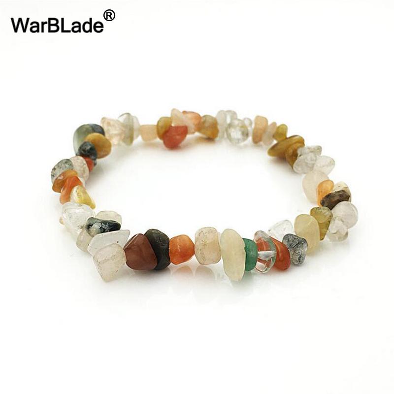 Natural Gemstone Chip Bracelet Amethyst Irregular Stone Beaded Stretch Bangle for Women