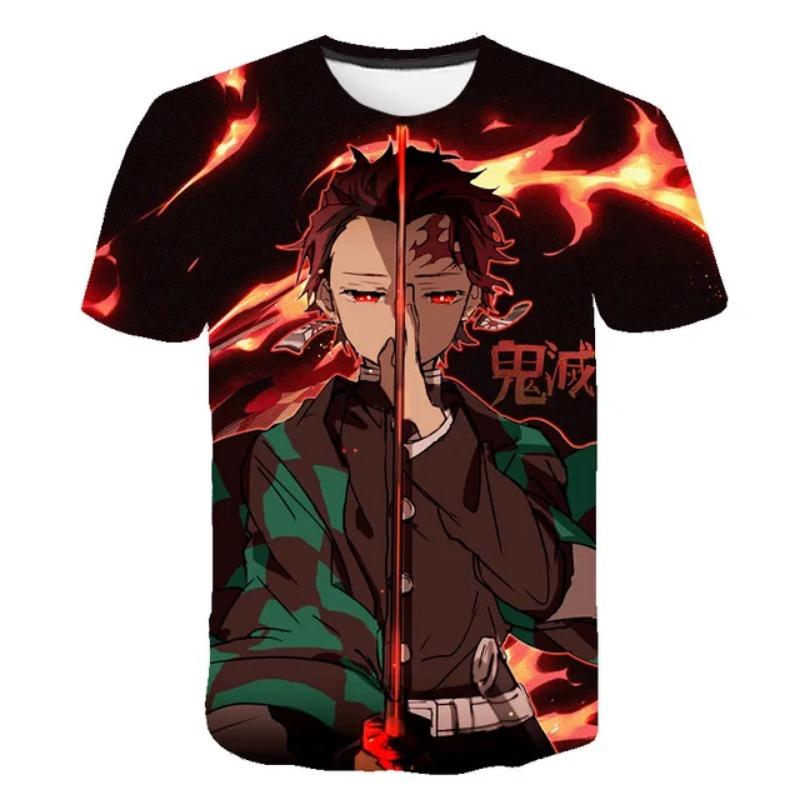 Japonské Kreslené 3D Tištěné Tričko Anime Demon Slayer Unisex Krátký Rukáv Ležérní Roztomilé Tričko Top