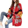 Autumn and Winter Explosion Personalized Letter Jacket Contrasting Colors Large Version Sweater Cardigan V-neck Fashion Lazy Style