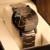 Luxury Men's Watch Black Compass Stainless Steel Quartz Wrist Watch