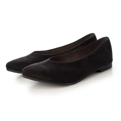 IK Plus Center Seam Flat Pumps, 4025-25, Women's, Black Suede, Size 21.5 Cm, 3E