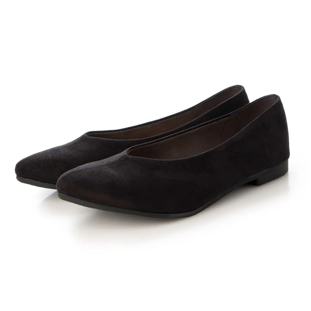 

IK Plus Center Seam Flat Pumps, 4025-25, Women s, Black Suede, Size 21.5 cm, 3E
