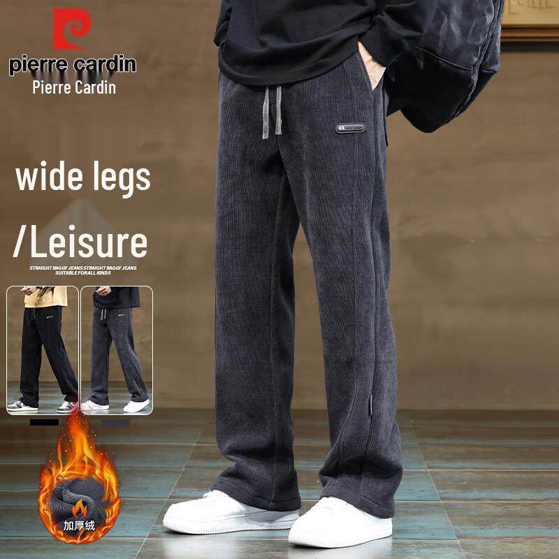 

Pierre Cardin Men s Plush Lined Corduroy Wide-Leg Sweatpants L