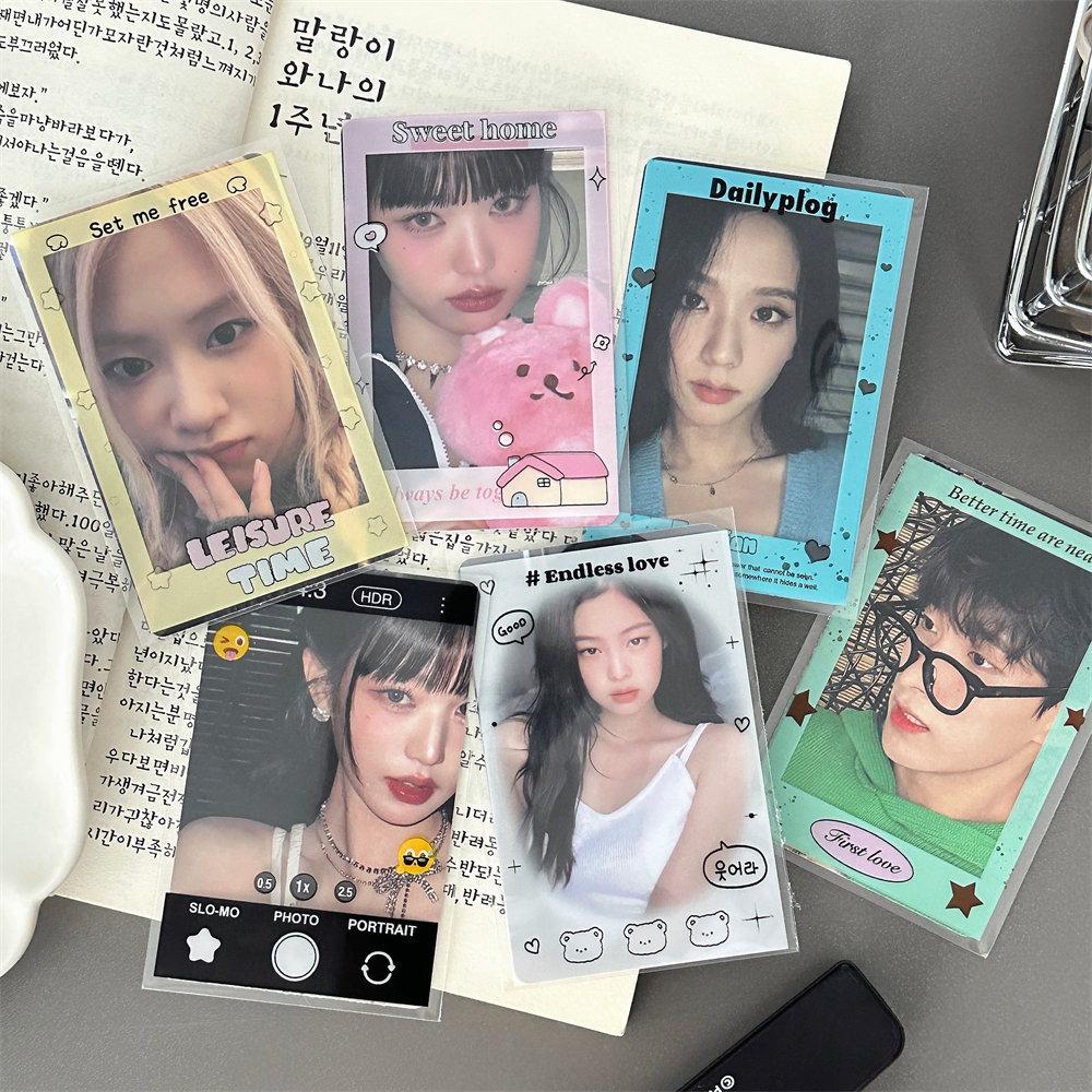 MINKYS Kawaii Ins Hot 50pcs Kpop Sleeves 3 Inch Toploader Card Bag Photocard Sleeves Idol Photo Cards Protective Storage Bag