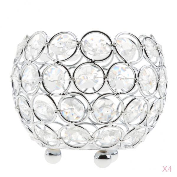 4Pcs Romantic Crystal Candle Holder for Home Decorative Lantern Wedding Party Table