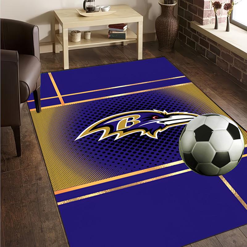football Ravens Logo Rug Office Carpet Non-Slip Mat, Chair Rug Floor Covering for Gaming, Bedroom, Living Room , Home Decor Christmas Gift