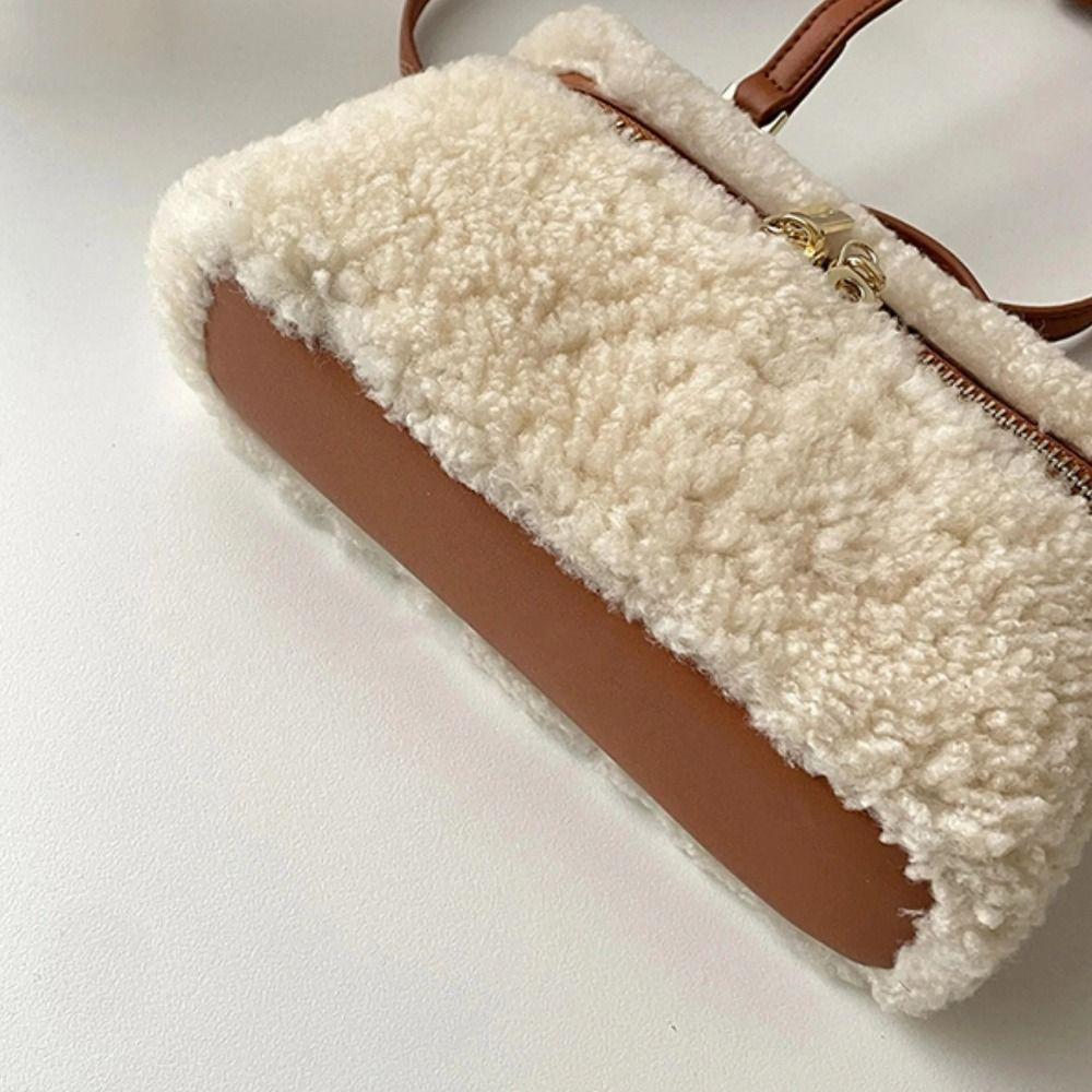 Fashion Lamb Fur Velvet Women's Handbag High-end Retro Crossbody Bag Casual Lambswool Shoulder Bag For Autumn Winter