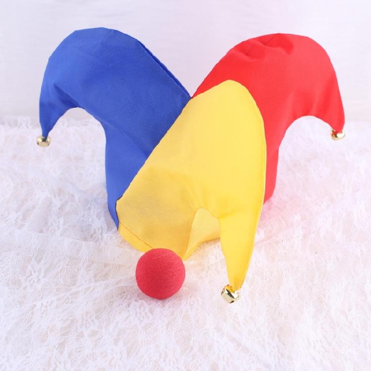 Halloween Jester Costumes Clown Courts Jester Hat Clown Nose Mardi Gras Jester Hat for Masquerades Carnivals Cosplay
