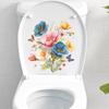 Hand Painted Blooming Floral Bouquet with Butterflies Bathroom Wall Sticker Self-Adhesive Removable Decal