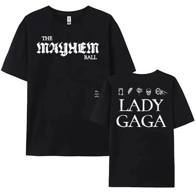 Lady Gaga The Mayhem Ball Tour 2026 Graphics 100Cotton Unisex Shirt Y2k Hip Hop Style Summer Mens Short Sleeve Tshirt Fan Gift
