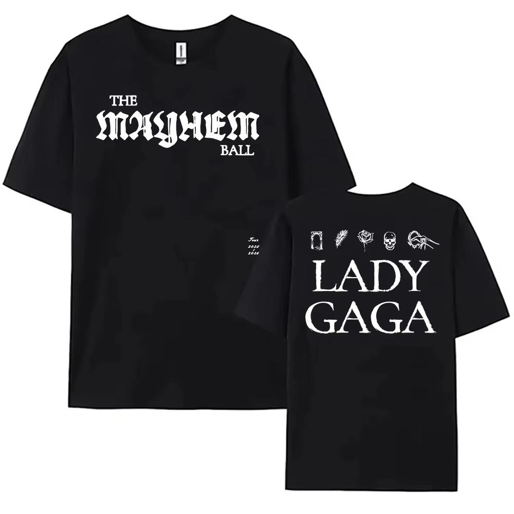 

Леди Гага The Mayhem Ball Tour 2026 Графика 100% Хлопок Унисекс Футболка Стиль Y2k Хип-Хоп Летняя Мужская Футболка с Коротким Рукавом Подарок для Фаната S
