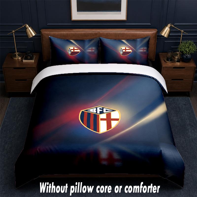 Bologna FC Design Bed Bedding Set 1 Duvet Cover + 2 Pillowcases Soft Breathable Household Bed Linens