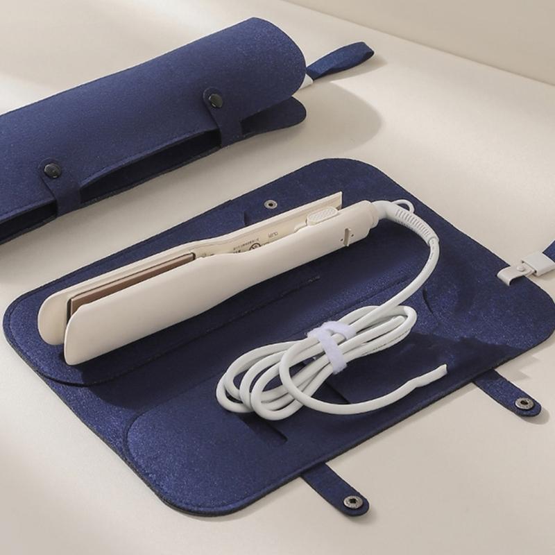 Easy Carry Portable Hanging Felt Storage Bag With Thermal Protective For Hair Curling Iron Travel Organizers