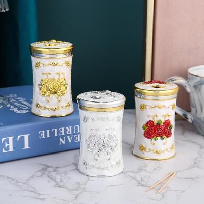 1PC Printed Toothpick Box Plastic Toothpick Dispenser Toothpick Storage Box Desktop Ornament Home Gadget