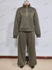 2025 Women's Casual Half-Zip Hoodie and Long Pants Set - European & American Autumn/Winter Style.