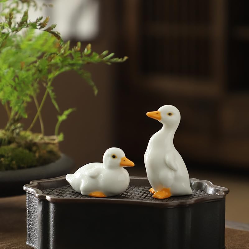 Handmade ceramic white duck ornament
