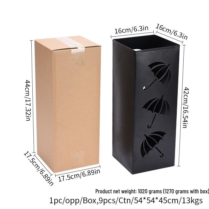 Metal Square Umbrella Stand and Storage Organizer for Newspapers, Dried Flowers, Fishing Gear, and Hiking Poles