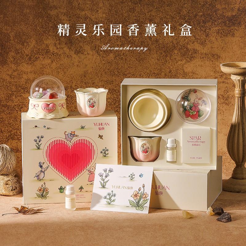Aromatherapy Gift Set With Soy Wax Candle Diffuser Stones Women Romantic Present Valentines Day Qixi New