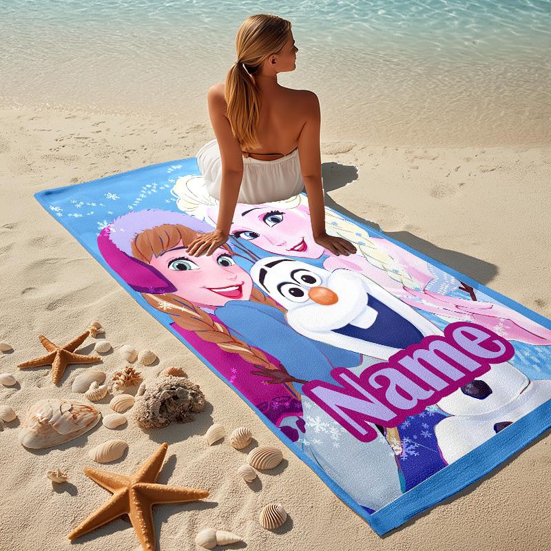 Custom Name Princesses' Garden Stylish Digital Printing Beach Towel Quick‑Drying Absorbent Blanket for Beach Pool Gym Travel
