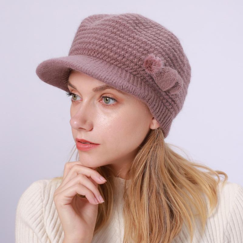 Duck Tongue Hat Women's Autumn Winter Knitted WoolenHats & Caps Velvet Insulation Cold Resistance Fashion Beret Hat