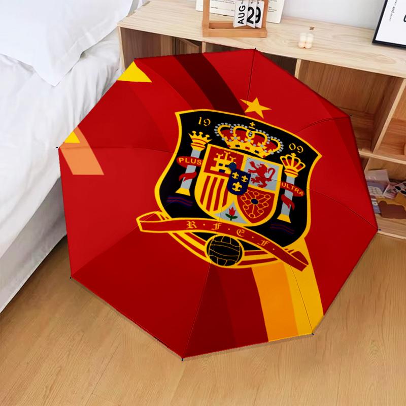 1PC Spain's Royal Emblem Printed Umbrella Folding umbrella, automatic umbrella 8-Frame for Travel, camping Fan gifts Christmas Gifts
