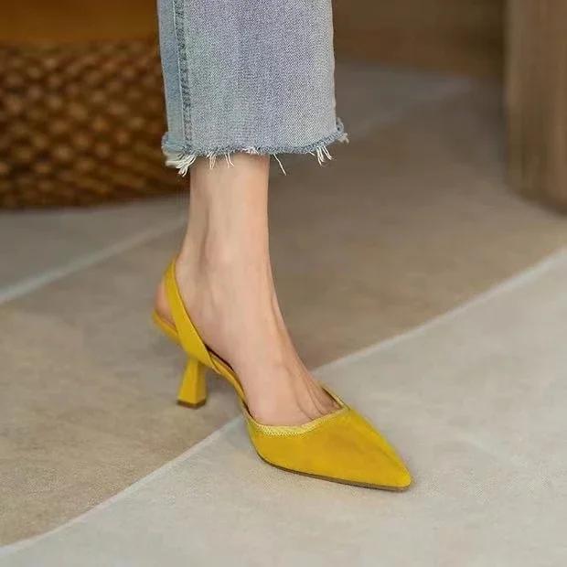 2024 Sexy špičaté sandály Dámský Fairy Style Léto 2024 Nové All-match Tenký podpatek Slingback Temperament Dámské Boty Vysoký podpatek