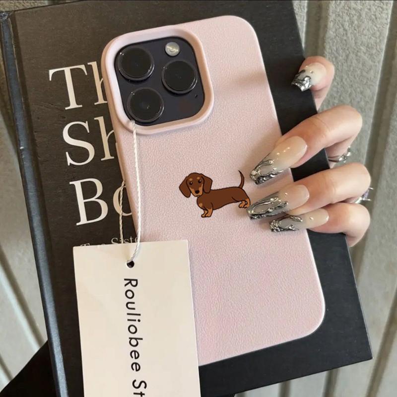 Phone Case For iPhone 11 12 13 14 15 16 17 Pro Max XS X XR 16E 16 Plus 17 Air Minimalist Brown Dachshund Pattern Soft TPU Cover