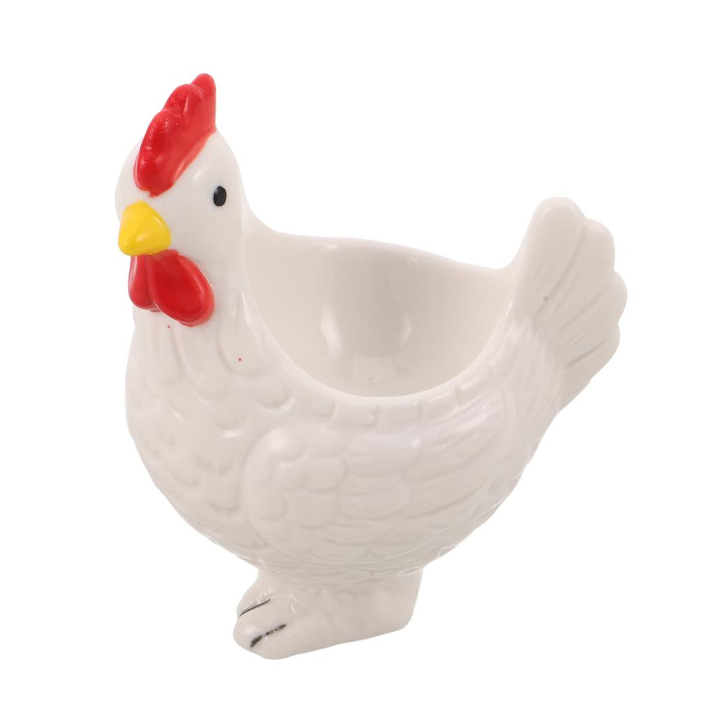 Ceramic Egg Holder Boiled Egg Cup Chicken Design Brown Porcelain Rustic Farmhouse Kitchen Dining Tabletop Easter Decorative Cup